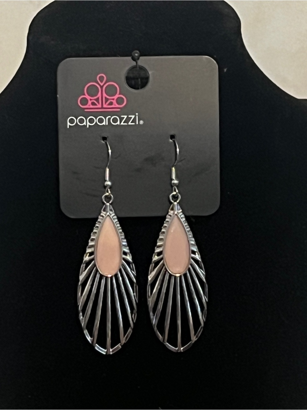 Paparazzi Silver Filigree Dangles with Blush Pink Teardrop
